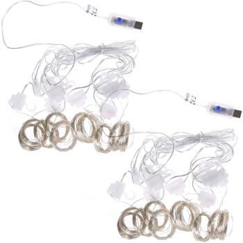 2er-Set Eleganter LED-Lichtervorhang mit Fernbedienung, warmweiss, 200 LEDs, 3x3m: Gemütliche Beleuchtung & Romantische Deko für Schlafzimmer&Wohnzimmer