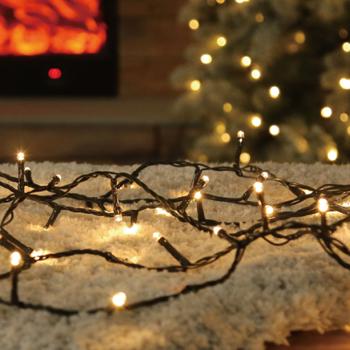 Preview: Set da 2 catene luminose LED d’atmosfera 14 m, 192 LED, bianco caldo: 7 modalità di luce, a batteria, per interni ed esterni, IP44 - Decorazioni natalizie perfette