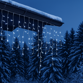 Brillante Eisregen Lichterkette 6,5m kaltweiss mit 180 Lichtern - Wetterfest IP44 - Perfekt für Weihnachtsdeko, Balkon, Terasse, u.v.m.