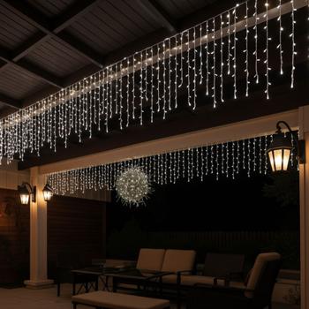 2er-Set Brillante Eisregen Lichterkette 6,5m kaltweiss mit 180 Lichtern - Wetterfest IP44 - Perfekt für Weihnachtsdeko, Balkon, Terasse, u.v.m.