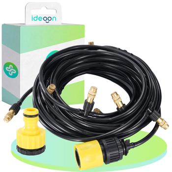 Preview: Wasser-Zerstäuber-Set mit 10-Meter-Schlauch und 10 Metalldüsen, Klicksystem: Ein Terrassen-Kühler für sofortige Erfrischung & einfache Gartenbewässerung