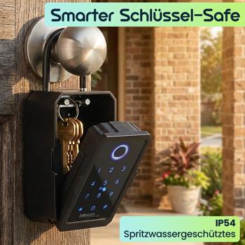 Preview: Smarter Schlüssel-Safe mit Fingerabdruck, PIN, Transponder-Karte, Bluetooth – Eine sichere Keybox für Haus, Büro & Ferienwohnung