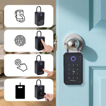 Preview: Cassaforte per chiavi intelligente con impronta digitale, PIN, scheda transponder, Bluetooth - Una keybox sicura per casa, ufficio & appartamento per le vacanze