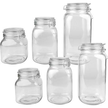 Lot de 6 bocaux en verre avec fermeture mécanique – 1 L, 1,5 L, 2,2 L avec joint, pour conserves et provisions