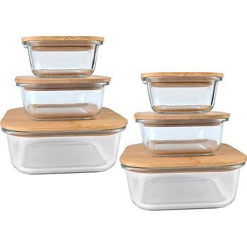 2er-Set Hochwertige Vorratsdosen mit Deckel, quadratisch, Glas/Bambus, 3 Grössen: Vorratsgläser für Aromaschutz & eine stilvolle Ordnung