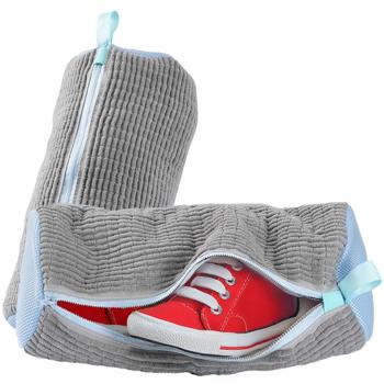 Preview: 2 Sacs de Lavage Chaussures & Baskets - Nettoyage Doux Efficace 360° Microfibre - Protection Lave-Linge - Fermeture Éclair - Lot 2 Gris-Bleu
