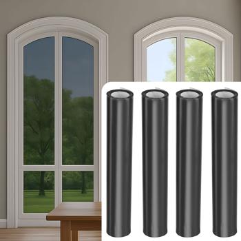 4er-Set Sichtschutzfolie grau-matt, 60 x 200 cm - selbstklebende Fensterfolie mit UV-Schutz - hitzereduzierend & ideal für Fenster, Büro & Wohnräume