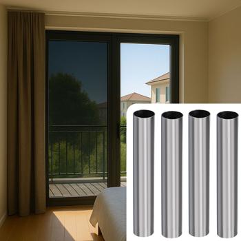 4er-Set Sichtschutzfolie silber-matt, 60 x 200 cm - selbstklebende Spiegelfolie mit UV-Schutz - hitzereduzierend & ideal für Fenster, Büro & Wohnräume