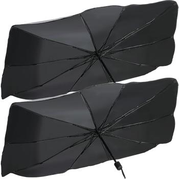 2 pare-soleils isolants pour pare-brise 125 x 65 cm – format parapluie – protection UV50+ – gardent l’intérieur de la voiture frais
