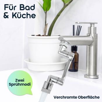 Preview: 2er-Set 1080° Drehbarer Wasserhahn-Aufsatz: Für Bad & Küche – Ein flexibler Armatur-Sprudler – Spart Wasser & bringt Komfort