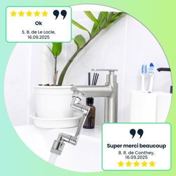 Preview: 2 rallonges de robinet 1080° pour cuisine et salle de bain – embouts multidirectionnels – pour un maximum de confort et des économies d’eau