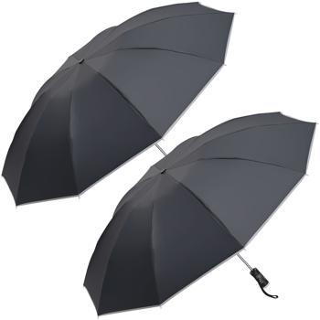 2 parapluies pliants avec lampe de poche LED intégrée, Ø 105 cm – vos alliés parfaits contre la pluie et l’obscurité  – noirs