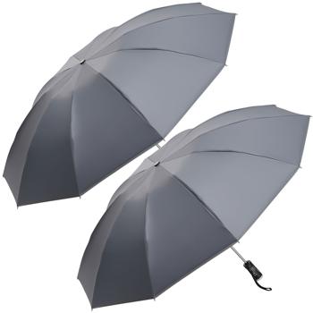 2 parapluies pliants avec lampe de poche LED intégrée, Ø 105 cm – vos alliés parfaits contre la pluie et l’obscurité  – anthracite