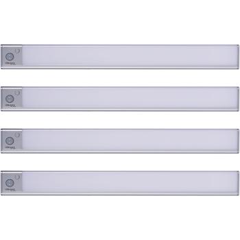 set di 4 strisce luminose a LED piatte e ricaricabili, 40 cm con sensore di movimento, 120 LED: senza fili, luminose e a risparmio energetico - perfette per guardaroba, corridoio e cucina