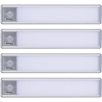 set di 4 strisce luminose a LED piatte e ricaricabili da 20,5 cm con sensore di movimento: senza fili, luminose e a risparmio energetico, perfette per armadi, corridoi e cucine
