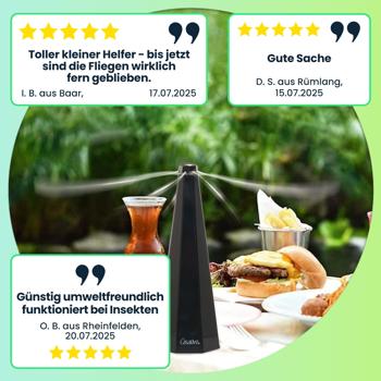 Preview: 4er-Set Mobiler 2-Flügel Insektenvertreiber Batterie & USB: Sanfte, effektive Fliegenabwehr für Tisch & unterwegs, flexibel beim Essen & Outdoor