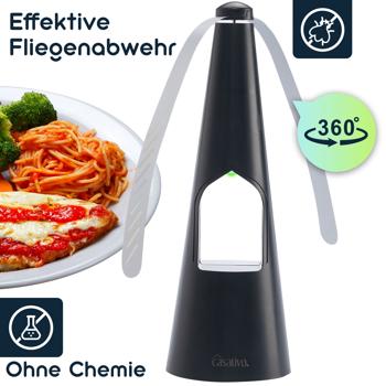 Preview: 2 ventilateurs anti-mouches, 2 ailes – éclairage LED – alimentation par piles ou USB – répulsifs doux et efficaces, pratiques pour les repas et les voyages