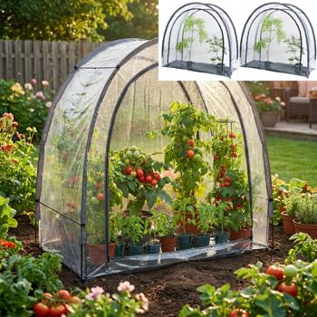 2er-Set Robustes Foliengewächshaus und Überwinterungszelt, 175x186x84 cm: Ein Pflanzenschutz für optimale Ernte & frostfreie Pflege