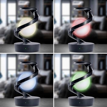 Preview: 2 lampes de chevet sans fil RGB – sphère lumineuse en lévitation et chargeur à induction – design futuriste et moderne 