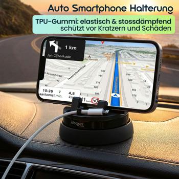 Preview: 2er-Set Premium Auto Smartphone Halterung 360°, drehbar. Beste Qualität und Stabilität für jede Fahrt – Einfache Anwendung & super Halt