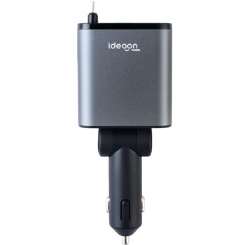Preview: Chargeur auto 4 en 1, 69 W – chargeur allume-cigare avec câbles USB-C et Lightning rétractables – Power Delivery 3.0, 2 ports