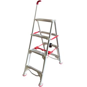 Robuste 4-stufige Teleskop-Doppeltrittleiter: Eine stabile Stehleiter klappbar für Profis & Heimwerker, Haushaltsleiter bis 4 Stufen
