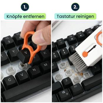 Preview: 11-in-1 Reinigungsset für Tastatur, Smartphone & Kopfhörer – Multifunktionelles Reinigungs-Set mit Metallspitze, Bürsten & Linsen Reiniger
