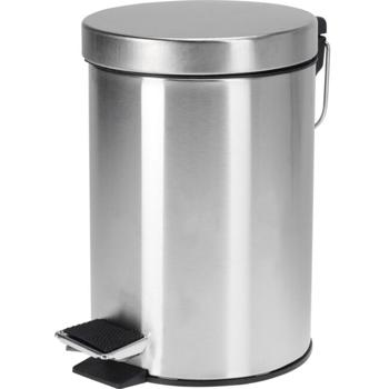 Preview: Set Salle de Bain Inoxydable - Brosse Toilette & Poubelle Pédale 3L - Hygiène Stylée, Design Moderne, Argent - Ø17xH25cm