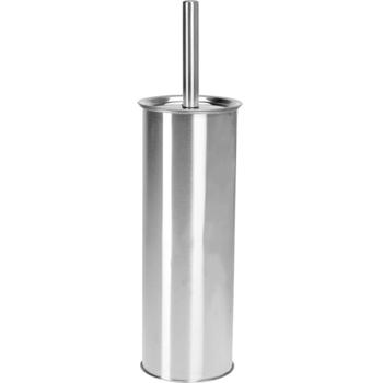 Preview: Set Salle de Bain Inoxydable - Brosse Toilette & Poubelle Pédale 3L - Hygiène Stylée, Design Moderne, Argent - Ø17xH25cm