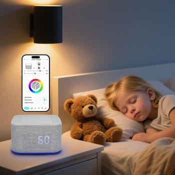 Preview: Sveglia con rumore bianco con 32 suoni – Altoparlante Bluetooth e controllo via app, luce notturna RGB dimmerabile, sonno/rilassamento perfetto