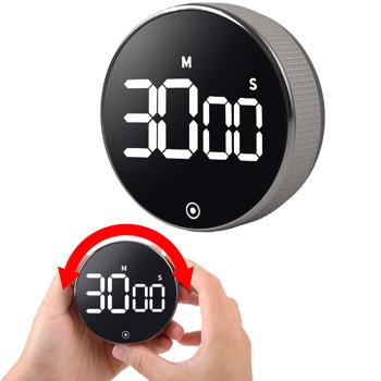 Preview: Timer da cucina digitale con rotella - pratico timer per uova con magnete, allarme sonoro, funzione conto alla rovescia e grande display LCD