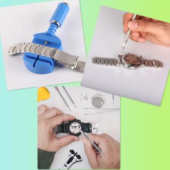 Preview: Umfassendes 13-teiliges Uhren Reparatur Set – Professioneller Uhrmacher Werkzeugkoffer für Armband kürzen, Batteriewechsel & mehr