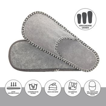 Preview: Set de Pantoufles d‘Invités Home Sweet Home - 5 Paires de Chaussons en Feutre Confortables - Semelle Renforcée - Hygiène et Protection Sols