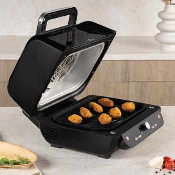 Preview: 12in1 Multifunktions-Heissluftfritteuse mit Fenster, 6 Liter, matt schwarz-roségold: fettfrei & digital – Gesunde Mahlzeiten einfach & schnell