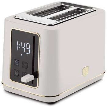 Moderner LED Toaster (Matt-Creme) mit 7 präzisen Röststufen & digitalem LED Display: Perfekter Toast - Auftaufunktion, Aufwärmfunktion & Stopptaste