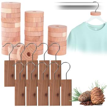 Zedernholz-Set aus 10 Zedernholz-Blöcken und 30 Zedernholz-Ringen: Natürlicher Mottenschutz für Kleiderschrank, Küche & Vorratsschrank