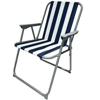 Preview: Sedia da campeggio blu/bianca - pieghevole, robusta e salvaspazio per campeggio, outdoor, festival, spiaggia e picnic - struttura in tubolare d‘acciaio, poliestere 600D