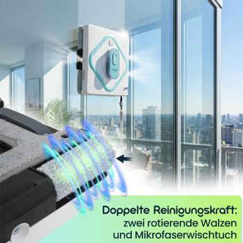 Preview: Smarter AI Fensterputzroboter: 3000Pa Glasreinigungsroboter mit App-Steuerung, Fernbedienung, Sicherungsseil für streifenfreie saubere Fenster