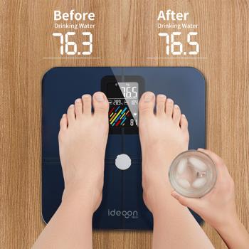 Preview: Pèse-personne avec impédancemètre, en verre (max. 180 kg) – analyse corporelle exacte: graisse, IMC, fréquence cardiaque, type corporel – pour application Fitdays