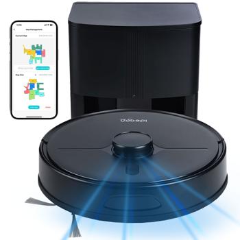 Ultimativer Saug-Wisch-Roboter 6000 Pa mit 2-in-1 Wischfunktion, schwarz - Li-Ionen-Akku, Laser-Navigation - Smart-Home WLAN Saugwischer 