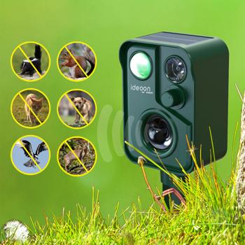 Preview: Scaccia animali a ultrasuoni con sensore PIR e luce LED lampeggiante - 13,5-45,5 kHz, affidabile dissuasore solare contro martore, cani, gatti e uccelli