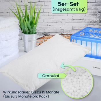 Preview: 5er-Set Nachfüll-Packs Granulat für Raumentfeuchter CH11119, 6 Kg - Hocheffektiver Feuchtigkeitskiller - Beste Anwendung für trockene Räume!