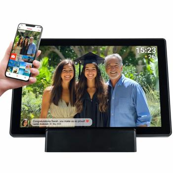 Cadre photo électronique noir 10,1‘‘ : Contrôle par app, WiFi - Présentez vos photos & vidéos en numérique et c‘est un jeu d‘enfant !