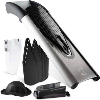 Premium Edelstahl Gemüsereibe V6 Profi Set, 5 Schnittarten, silber-schwarz: Küchenhobel für Gemüse & Obst