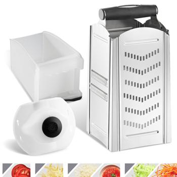 Preview: Grattugia professionale quadrata con vassoio di raccolta e supporto per la frutta: grattugia rapida per formaggio e verdure per rösti e insalate perfetti