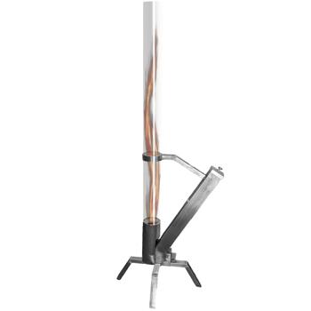 Glas-Feuerrohr mit Edelstahlgestell, H 132 cm: Exklusiver Garten-Ofen - ein stilvoller Wärmespender für Terrasse & Balkon