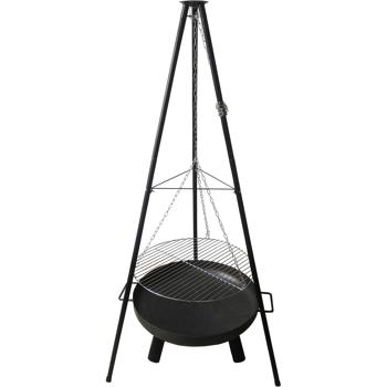 Preview: 4-in-1 Multifunktionsgrill mit Feuerschale, Schwenkrost, Flammlachsbrett und Feuerkessel: Ein vielseitiger Schwenkgrill mit Lagerfeuer-Feeling