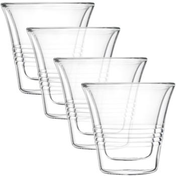 Preview: set di 4 eleganti bicchieri a doppia parete con scanalatura - 70 ml - Funzione Thermo per gustare al meglio caffè e tè