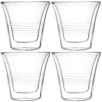 4er-Set edle Doppelwandgläser mit Riffelung – 70 ml – Thermo-Funktion für besten Genuss von Kaffee & Tee
