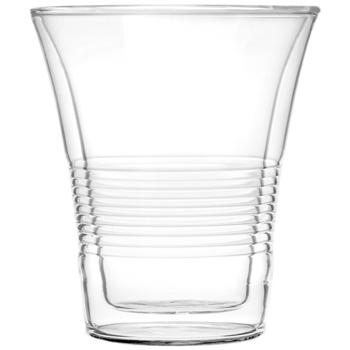 Preview: set di 4 eleganti bicchieri a doppia parete con scanalature - 220 ml - Funzione Thermo per gustare al meglio caffè e tè